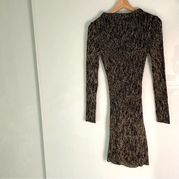 ZARA LONG SLEEVE KNIT DRESS WITH METALLIC THREAD - Picture 13 of 14